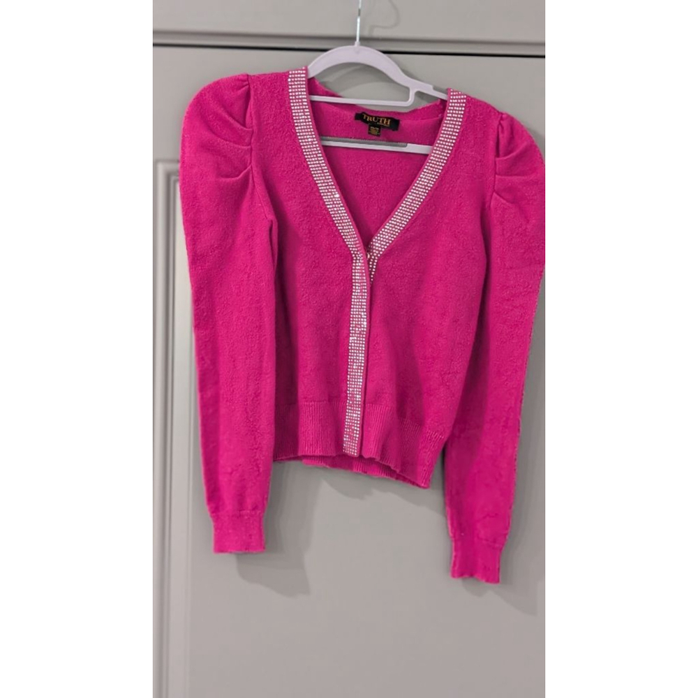 Women's Truth by Republic Pink Cardigan with Silver Embellishments XS